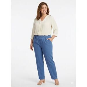 DONNKENNY Minimalist Blue Straight Leg Dress Pants-Comfortable Office Wear